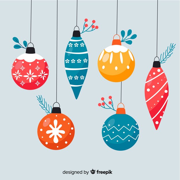 フラットなデザインのクリスマスボール