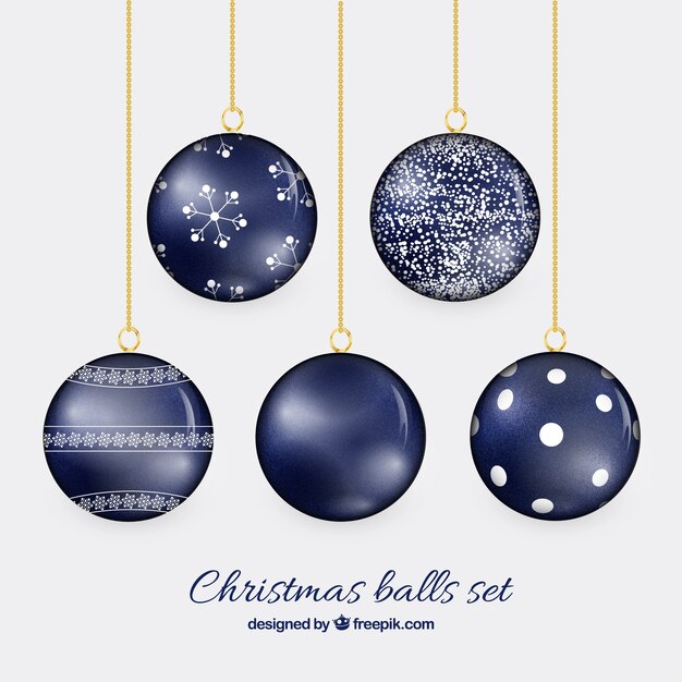 紺色のクリスマスボール