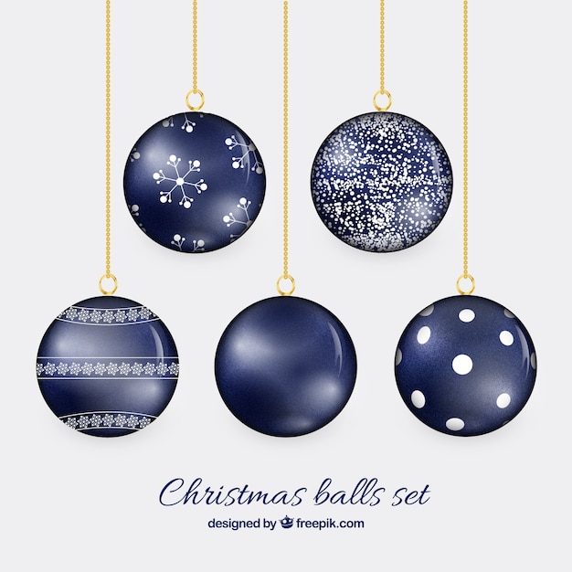 Christmas balls in navy blue color
