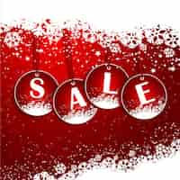 Free vector christmas balls with sale writted on a red background