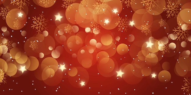 Free vector christmas banner design with snowflakes and bokeh lights