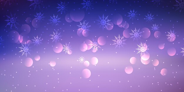 Christmas banner with bokeh lights and snowflakes design