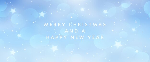 Free Vector christmas banner with a minimal star and bokeh lights design