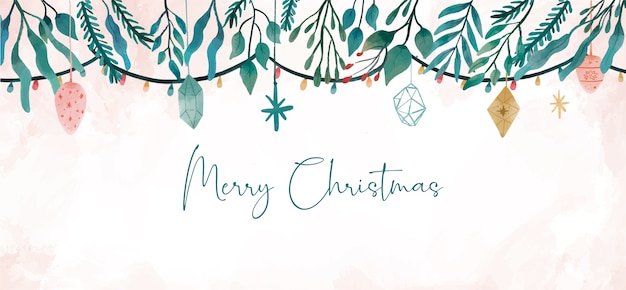 Free vector christmas banner with winter leaves