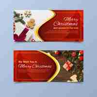 Free vector christmas banners template with photo