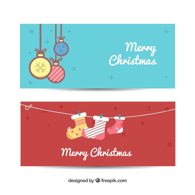 Christmas banners with decorative elements