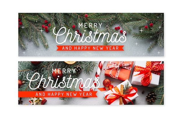 Free vector christmas banners with photo