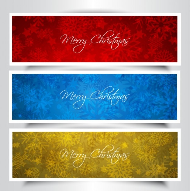 Free vector christmas banners with snowflakes