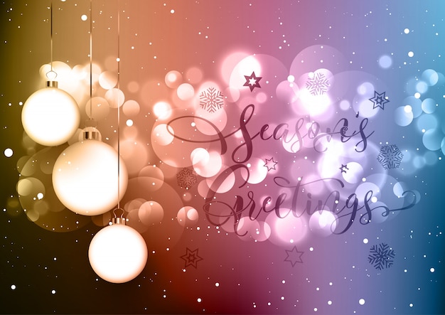 Christmas bauble background with decorative text 