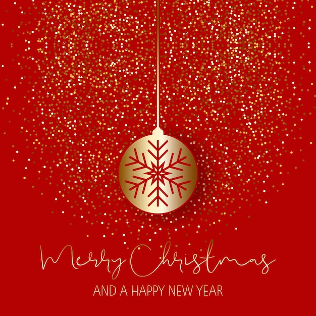 Free vector christmas bauble on glitter background