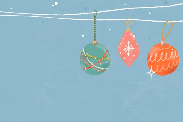 Christmas baubles background, winter holidays illustration vector