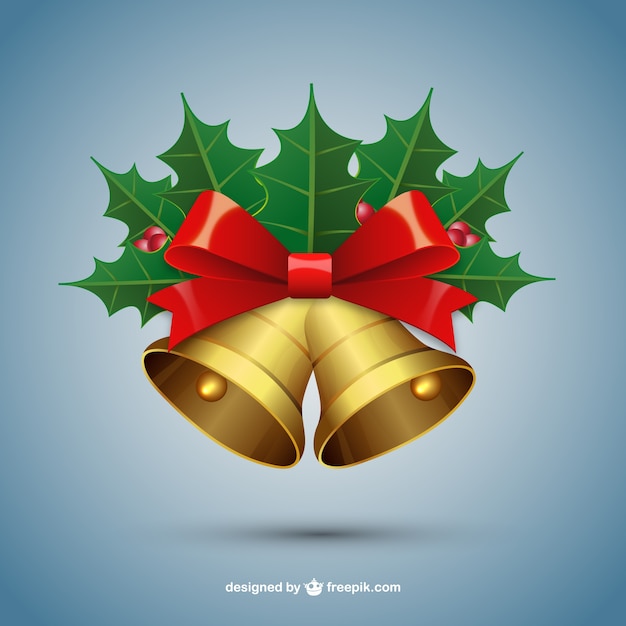 Бесплатное векторное изображение Рождественские колокола с омелой