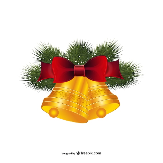 Free vector christmas bells with red bow