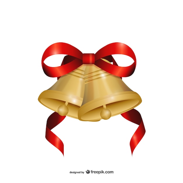 Christmas bells with red ribbon vector
