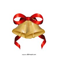 christmas bells with red ribbon vector