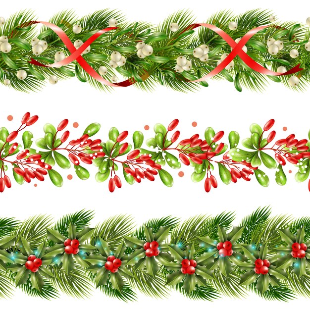 Christmas Berry Border Seamless Pattern Set