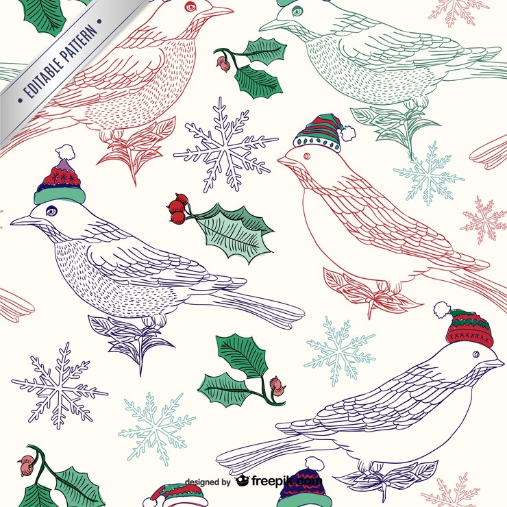 Free Vector christmas birds pattern