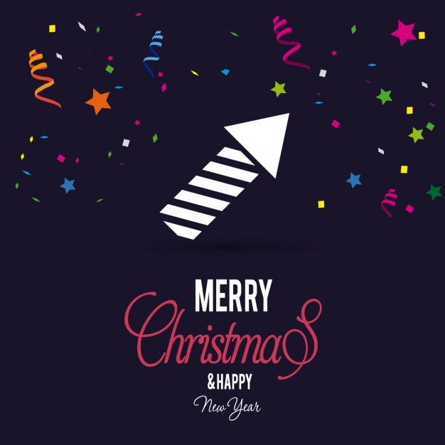 Free vector christmas black background with a white rocket