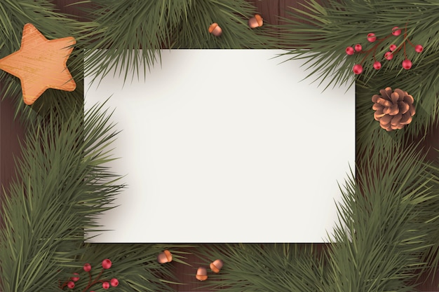 Free vector christmas blank card template with winter nature