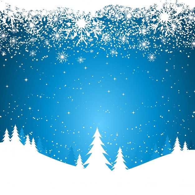 Free vector christmas blue background with white snow flakes