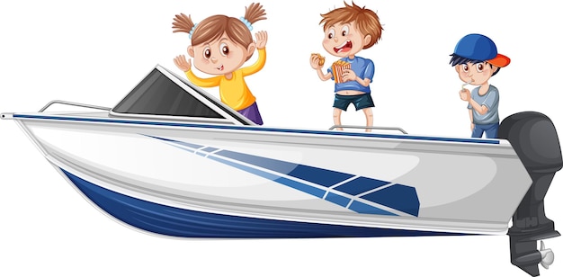 Free vector christmas boy and girl standing on a boat on a white background