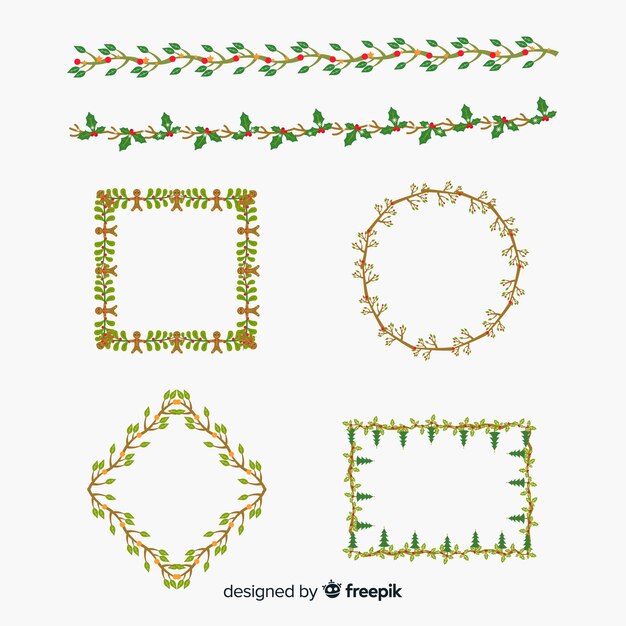 Christmas branches wreaths and borders collection