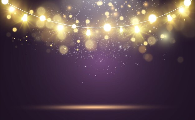 Premium Vector Festive Sparkling Lights Garland On Pink Background