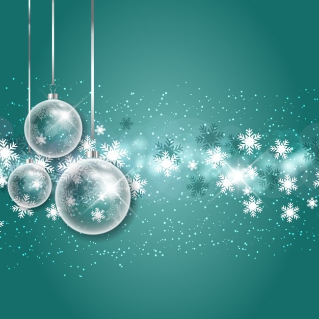 Christmas bubbles with snowflakes background