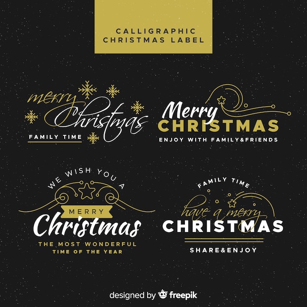 Christmas calligraphic labels collection