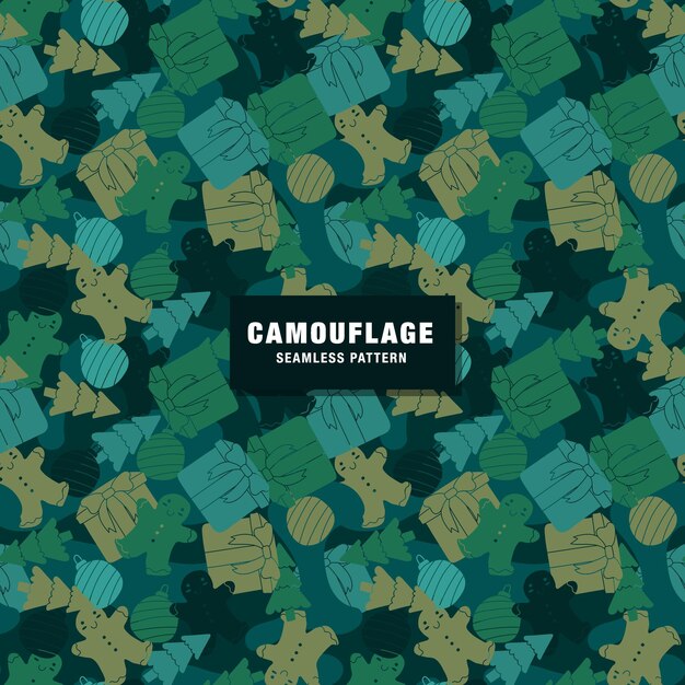 Free Vector christmas camouflage seamless pattern in army color