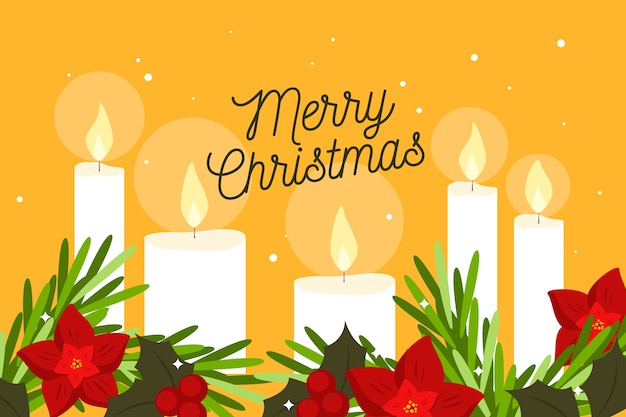 Free vector christmas candle background in flat design