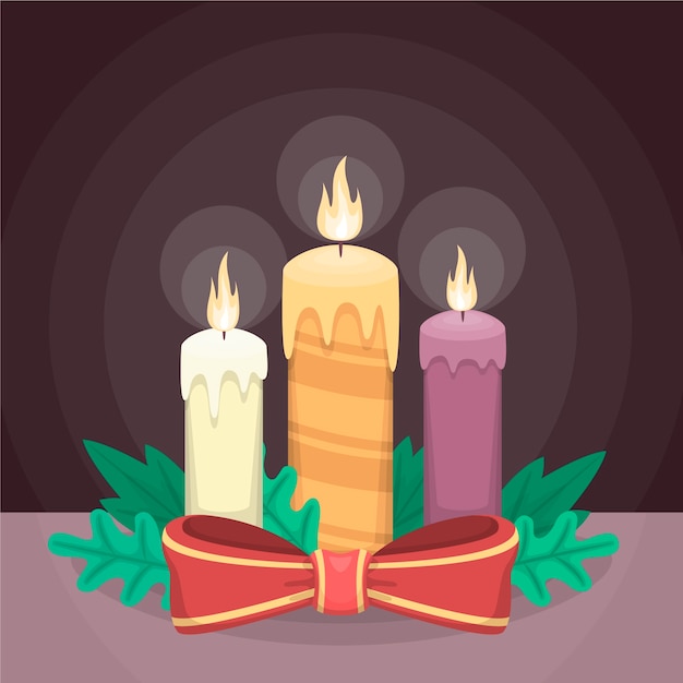 Christmas candle background in flat design