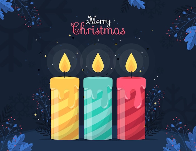 Free vector christmas candle background in flat design