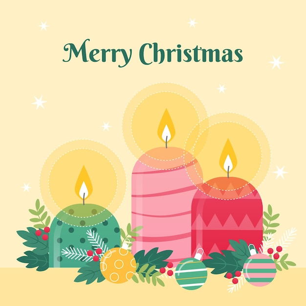 Christmas candle background in flat design