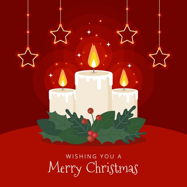 Christmas candle background with greeting