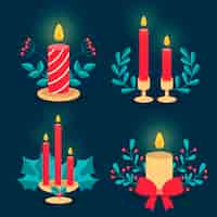 Free vector christmas candle collection in flat design