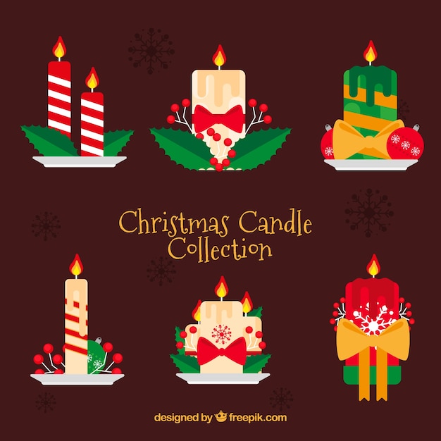 Vettore gratuito collezione di candele di natale