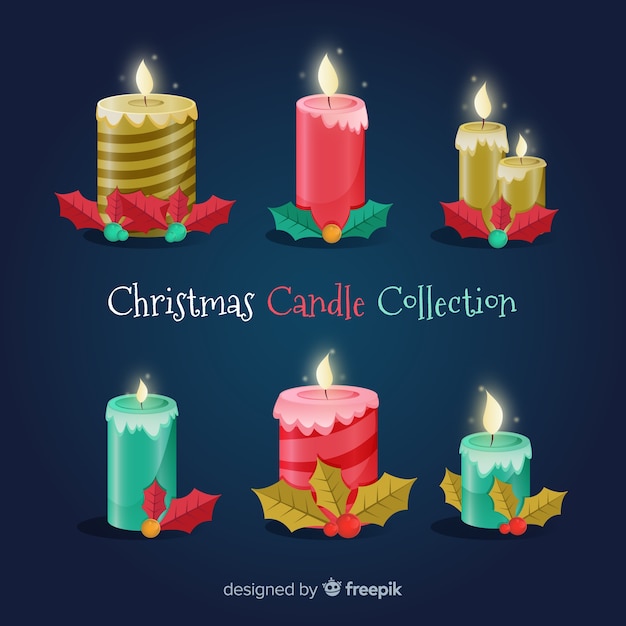 Free vector christmas candle realistic candle collection