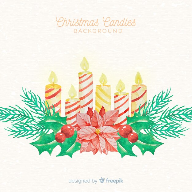 Christmas candle watercolor background