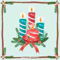 Free vector christmas candles in a wooden frame