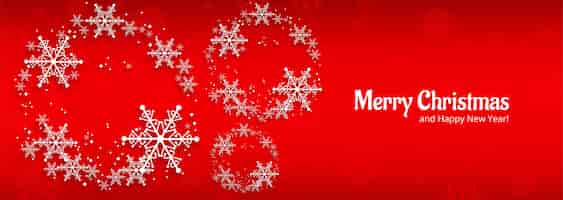 Free vector christmas card celebration banner for snowflake red
