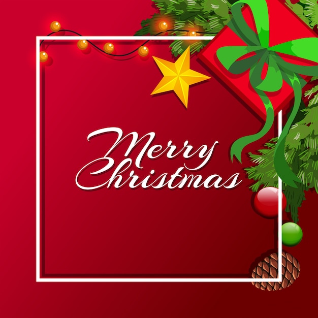 Christmas card template with red background