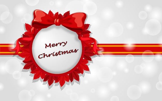 Free vector a christmas card template with red ribbons