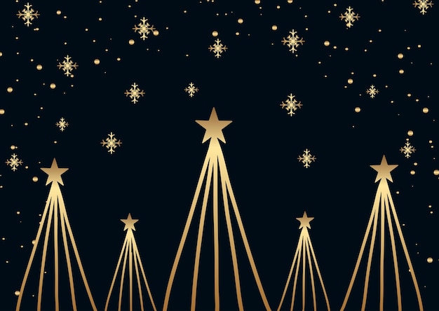 Бесплатное векторное изображение Рождественская открытка с современным дизайном золотой и черной елки