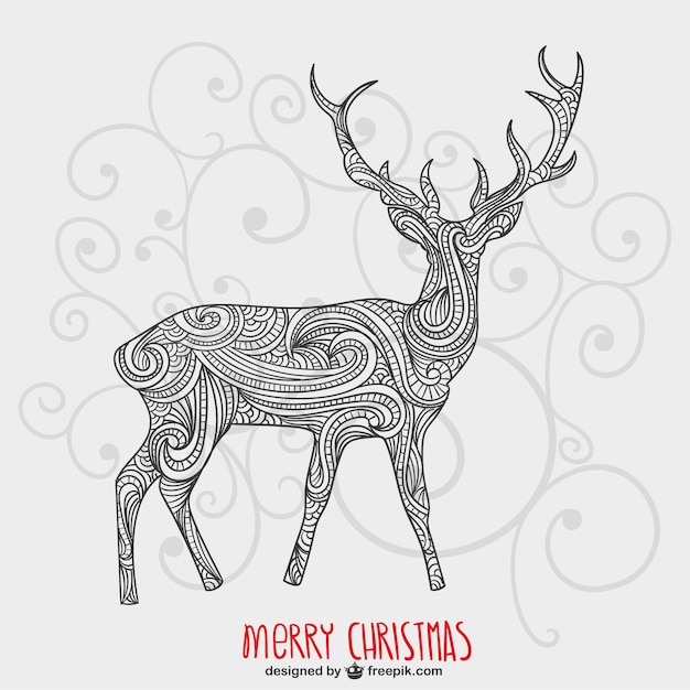 Christmas card with artistic reindeer