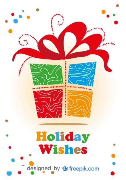 Бесплатное векторное изображение Рождественская открытка с красочными подарок