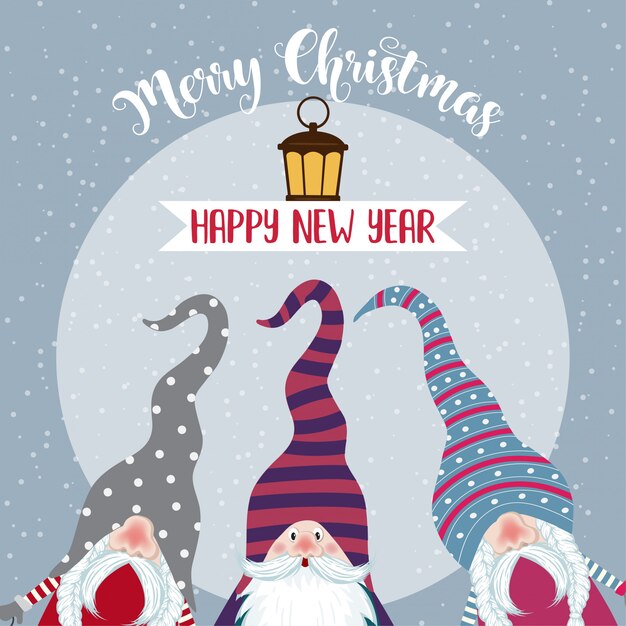 かわいいgnome家イラストのメリークリスマスカード プレミアムベクター
