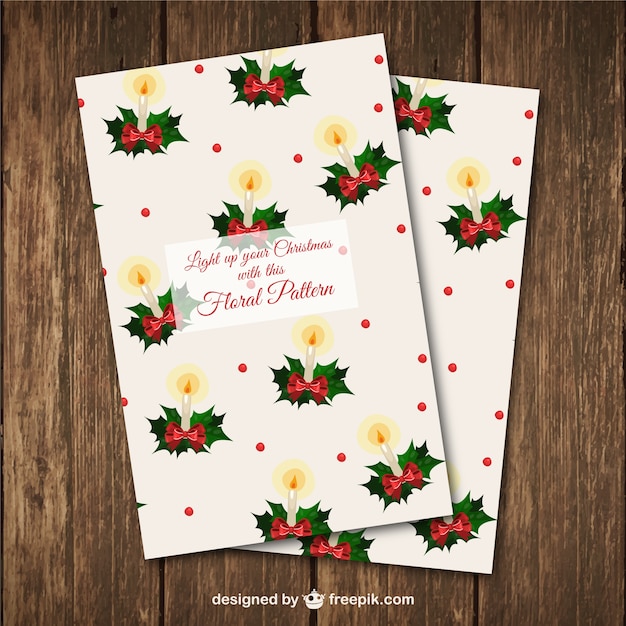 Free vector christmas card with floral pattern