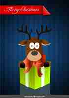 Free vector christmas card with funny reindeer