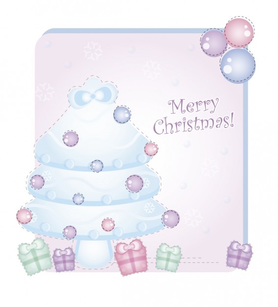 Free vector christmas card with gifts and tree